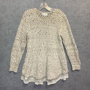 Crochet sweater with lace accent